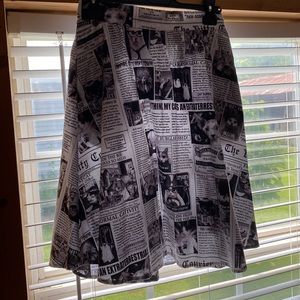 Retrolicious Black and White Cat Newspaper Skirt